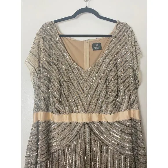 ADRIANNA PAPELL DRESS GOWN MOTHER OF THE BRIDE EVENING FORMAL WEDDING GUEST - Picture 9 of 16